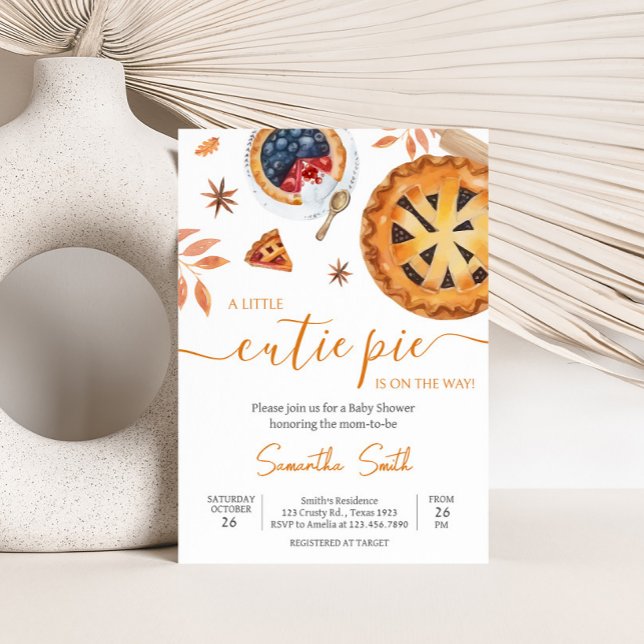 Convites Chá de fraldas de Pizza Cutie (Fall Pie Baby Shower Invitation
)