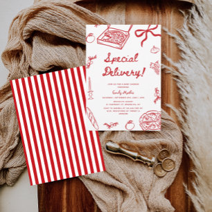 Convites Chá de fraldas de pizza de entrega especial