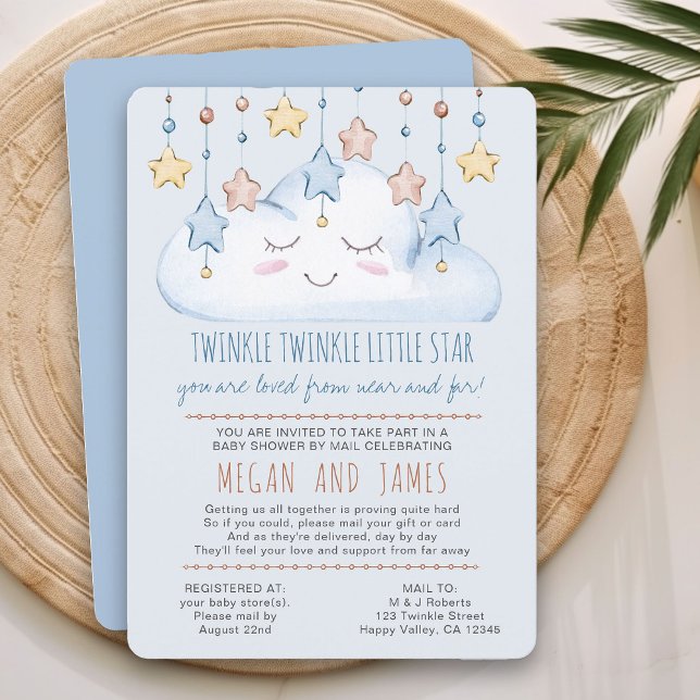 Convites Chá de fraldas de Poem Twinkle por Mail (Baby Shower by Mail Invitation from my Twinkle Twinkle baby shower collection)