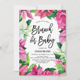 Convites Chá de fraldas de Poinsettias Cor-de-Água Rosa Bru