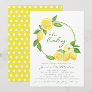 Convites Chá de fraldas de polkadot amarelo-limão moderno
