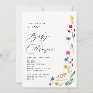 Convites Chá de fraldas de Prados de Flores Selvagem