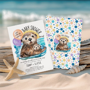 Convites Chá de fraldas de praia de Otter Sea Otter, absolu