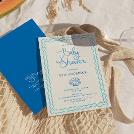 Convites Chá de fraldas de praia desenhada à mão
