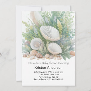 Convites Chá de fraldas de praia pelo Oceano