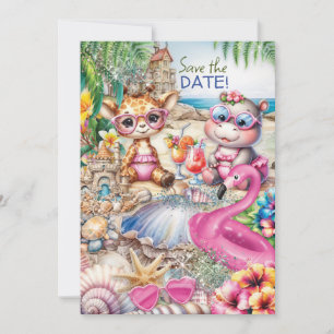 Convites Chá de fraldas de praia Salvar a Data