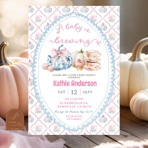 Convites Chá de fraldas de Preppy Chinoiserie Fall Tea