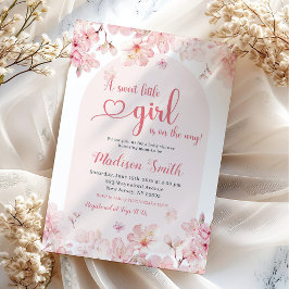 Convites Chá de fraldas de Primavera do Flor de Cereja Rosa