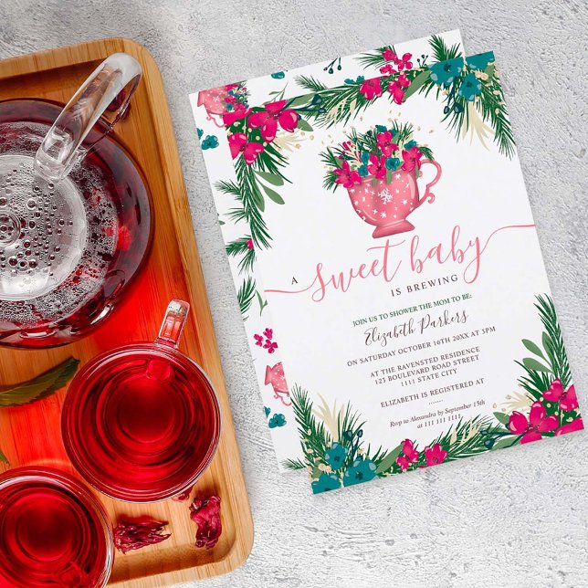 Convites Chá de fraldas de produção de chá de natal de inve (Criador carregado)