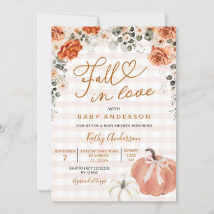 Convites Chá de fraldas De Pumpkin Laranja Gingham