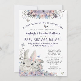 Convites Chá de fraldas De Púrpura Floral Do Woodland Bunny