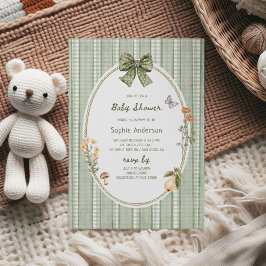 Convites Chá de fraldas de quadro do Arco verde de algodão