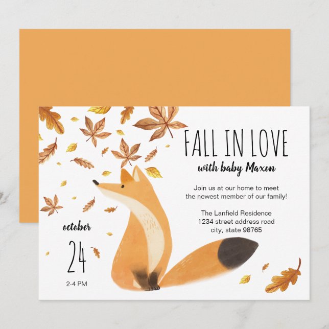 Convites Chá de fraldas de queda // Apaixonado por Bebê //  (Frente/Verso)