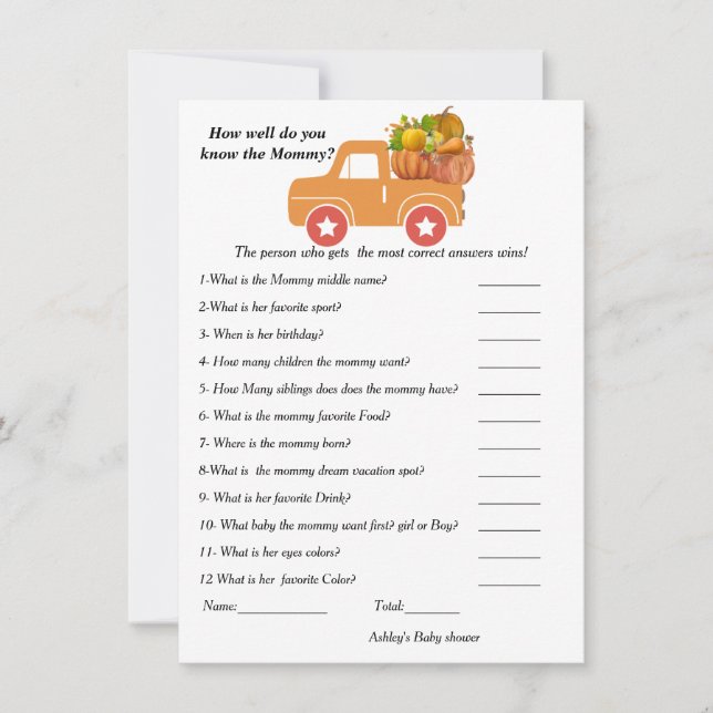 Convites Chá de fraldas de queda Como você conhece bem a ma (Frente)