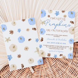 Convites Chá de fraldas de queda de abóbora azul de gêmeos