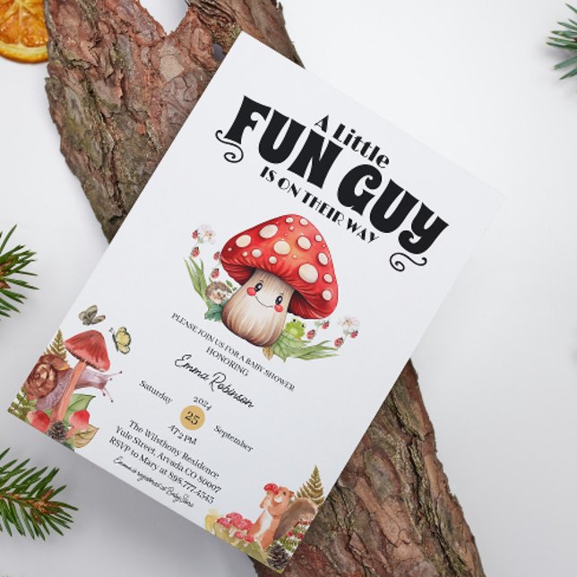 Convites Chá de fraldas de queda de madeira do caracol Mush (mushroom baby shower baby shower invitations rustic woodland forest whimsical mother to be)