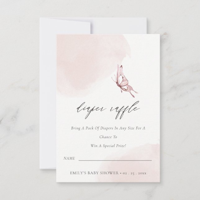 Convites Chá de fraldas de Raffle com Fralda de Borboleta L (Frente)