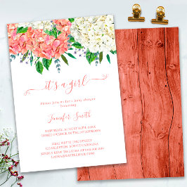 Convites Chá de fraldas de Rapariga Botânica Rústica