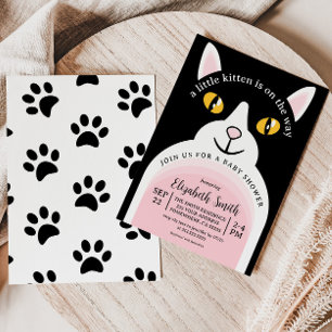 Convites Chá de fraldas de Rapariga de Arca Moderna de Gato