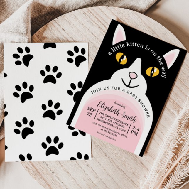 Convites Chá de fraldas de Rapariga de Arca Moderna de Gato (Criador carregado)