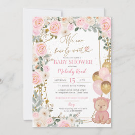 Convites Chá de fraldas De Rapariga Rosa Rosa-Rosa