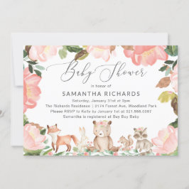 Convites Chá de fraldas De Raparigas De Animais Da Floresta