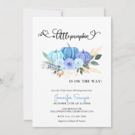 Convites Chá de fraldas de Rapaz Azul de outono de Abóbora