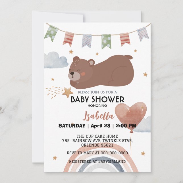 Convites Chá de fraldas de rapazes africanos BEAR (Frente)