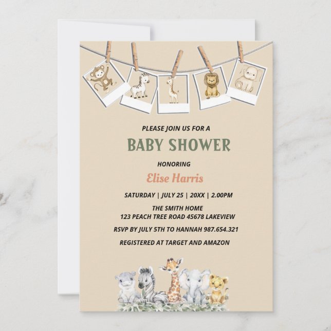 Convites Chá de fraldas de Rapazes da Selva Tropical (Frente)