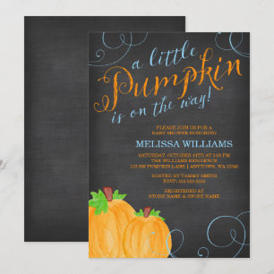 Convites Chá de fraldas de Rapazes de Pumpkin com Aquarela