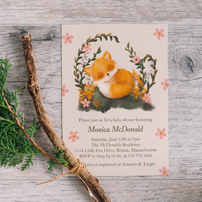 Convites Chá de fraldas de Raposa Verde Bonita (Criador carregado)