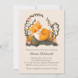 Convites Chá de fraldas de Raposa Verde Bonita