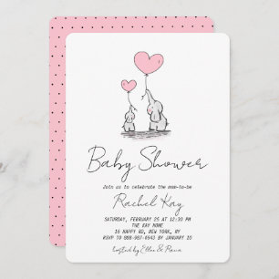 Convites Chá de fraldas de recém-nascida do Elefante-Balão