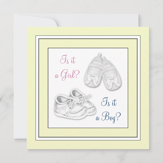 Convites Chá de fraldas de Revisão de Gênero Amarelo (Frente)