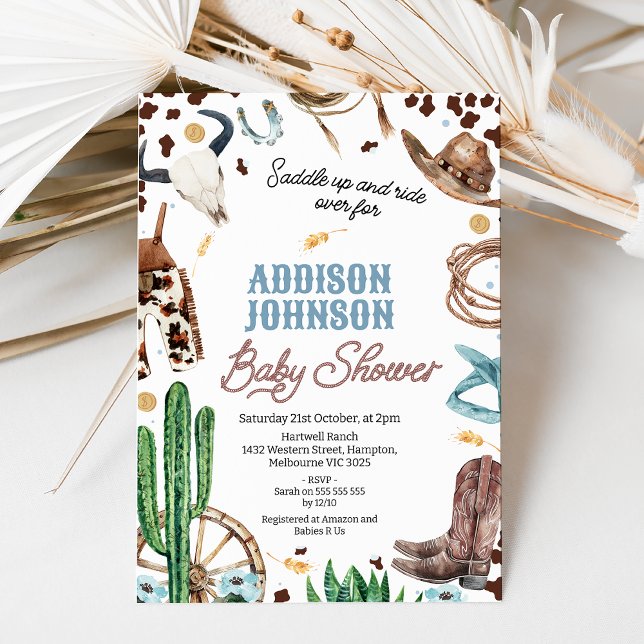 Convites Chá de fraldas de Rodeio Ocidental para Meninos Ma (Baby Boys Rodeo baby Shower Invitation, Western Baby Shower Invitation, Boys Wild West Baby Shower)