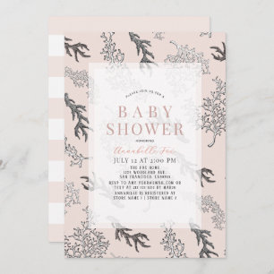 Convites Chá de fraldas de Rosa claro de Padrão Coral