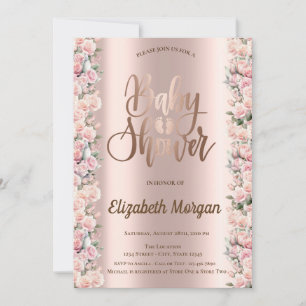 Convites Chá de fraldas de Rosa de chic Rosa para Elegante