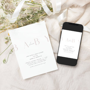 Convites Chá de fraldas de Rosa mínimo ultra-moderno