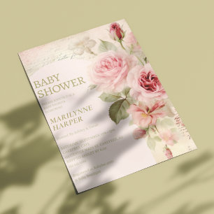 Convites Chá de fraldas de Rosas Boho Arch