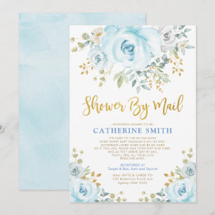 Convites Chá de fraldas de Rosas Dourados Suaves por Corre