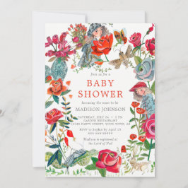 Convites chá de fraldas de rosas florais