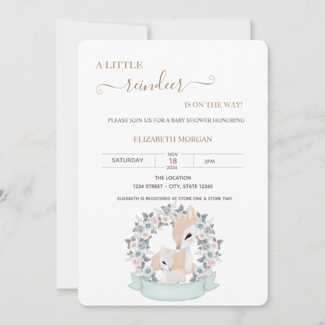 Convites Chá de fraldas de Rosas para bebês (Frente)