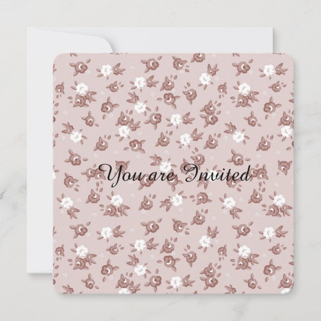 Convites Chá de fraldas de Rosas Rosa Doce (Frente)