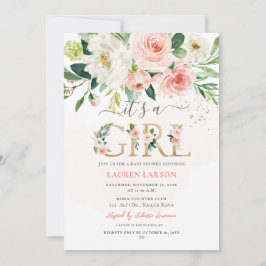 Convites Chá de fraldas de Rosas Rosa Rosa Blush do ArtsApp