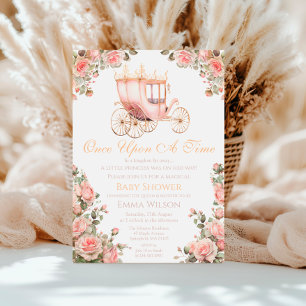 Convites Chá de fraldas de Rosas Rosa-Rosa da Carruagem Pri