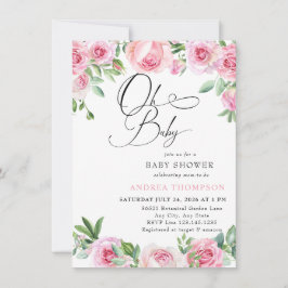 Convites Chá de fraldas de rosca rosa