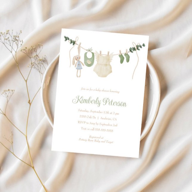 Convites Chá de fraldas de Roupas da Boho Baby Girl (Criador carregado)