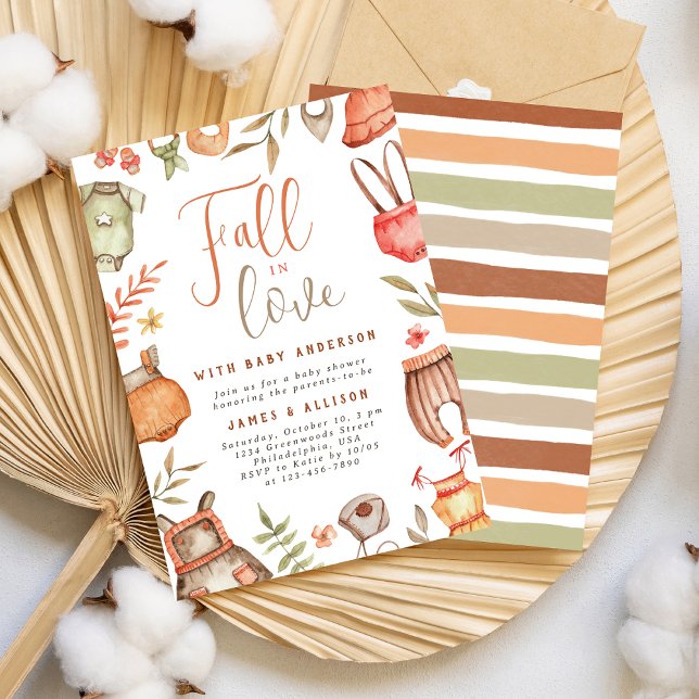 Convites Chá de fraldas de roupas de boho caído no amor (Criador carregado)