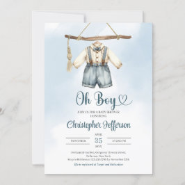 Convites Chá de fraldas de roupas de roupa de criança minim