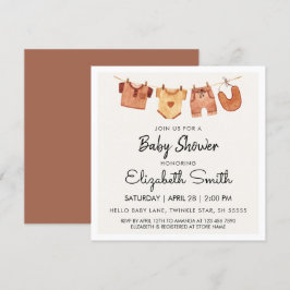 Convites Chá de fraldas de roupas do Boho Baby